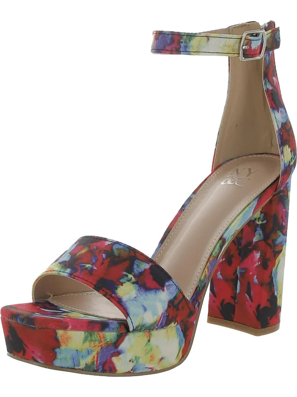 Women's non - slip stiletto heel pumps for safety on slippery floorsWomens Floral Pattern Square Toe Platform Heels