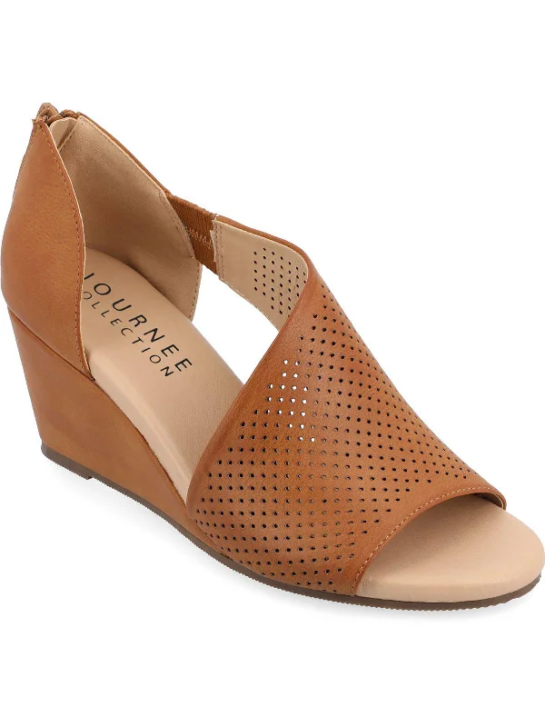 Women's snakeskin - embossed stiletto heel pumps for a bold statementWomens Perforated Faux Suede Wedge Heels