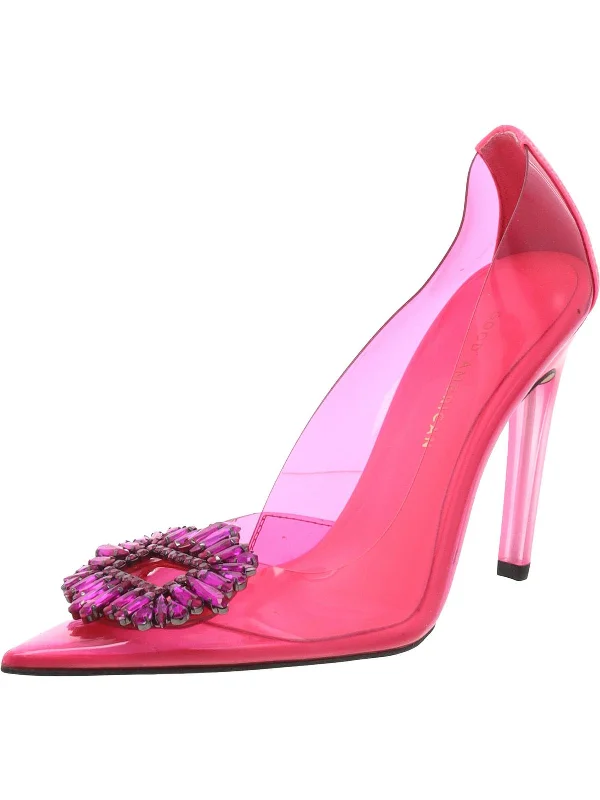 Women's lavender stiletto heel pumps for a delicate styleWomens Vinyl Embellished Pumps