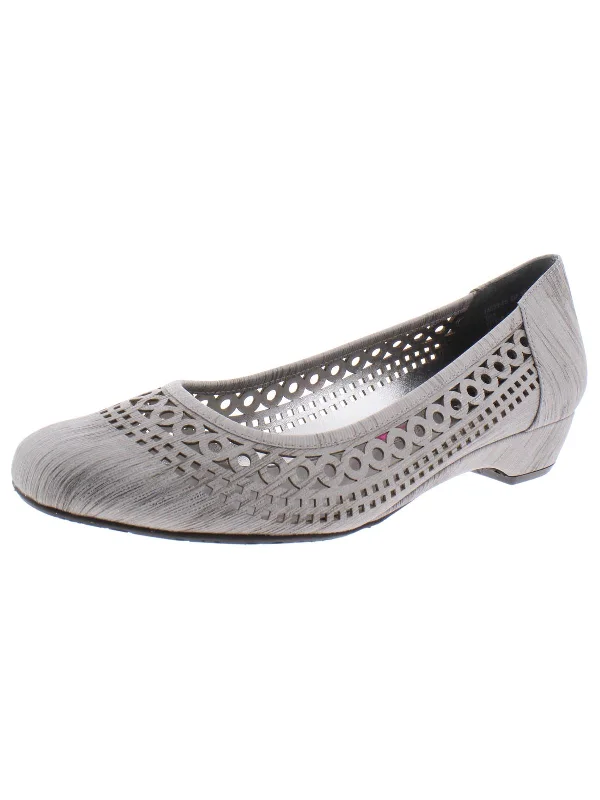 Women's mesh - paneled stiletto heel pumps for breathabilityTina Womens Slip On Laser Cut Kitten Heels