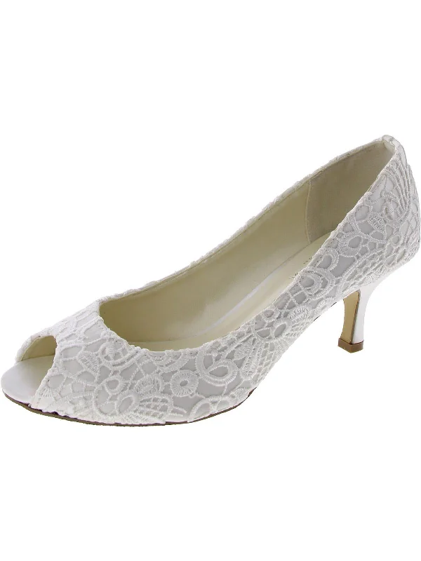 Women's wedding stiletto heel pumps with a pearl - encrusted strapEmotion Womens Dressy Peep-Toe Pumps