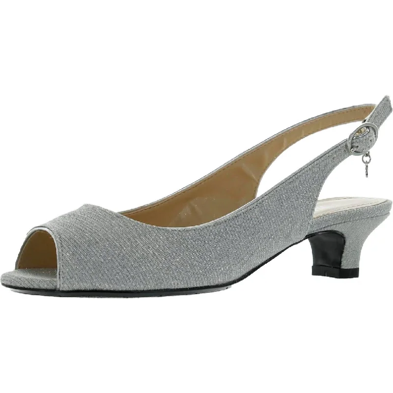 Women's wedding stiletto heel pumps with a pearl - encrusted strapJenvey Womens Metallic Slingback Kitten Heels