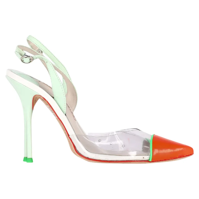 Women's holiday party stiletto heel pumps with a festive touchSophia Webster Neon Tricolor PVC Daria Pumps in Multicolor Patent Leather