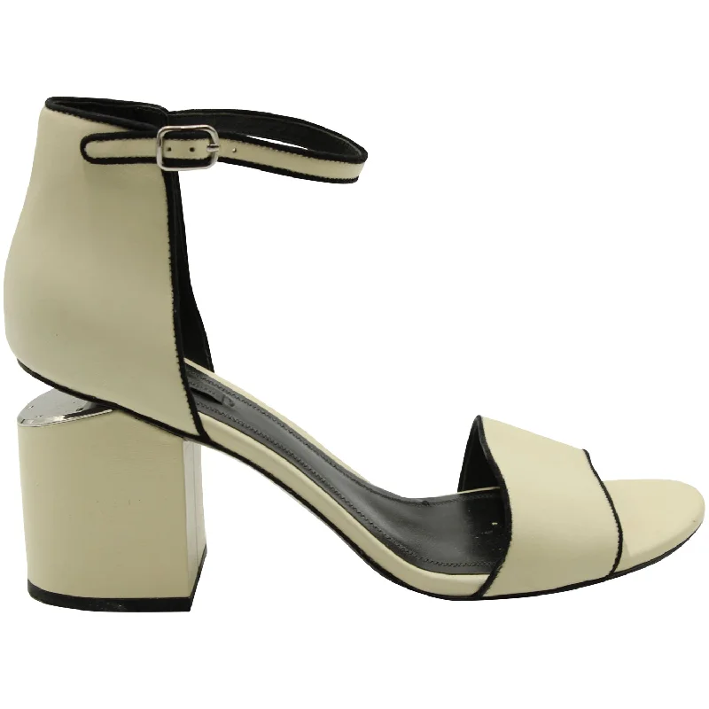 Women's wide - width stiletto heel pumps for a comfortable fitAlexander Wang Abbey Block Heel Sandals in Ivory Leather