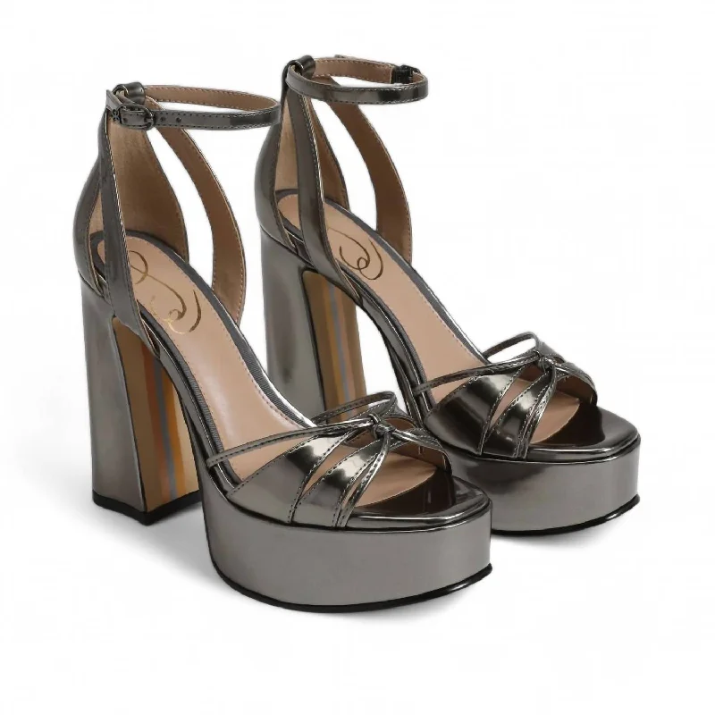 Women's lace - trimmed stiletto heel pumps with a scalloped edgeKamille Platform Heel In Pewter Olive