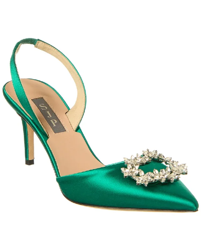 Women's red - carpet stiletto heel pumps for a glamorous eventSJP by Sarah Jessica Parker Edith 70 Satin Slingback Pump