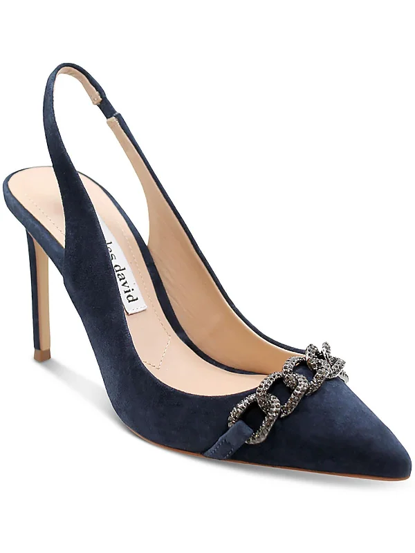 Women's cocktail party stiletto heel pumps with a unique patternWomens Suede Slip On Slingback Heels