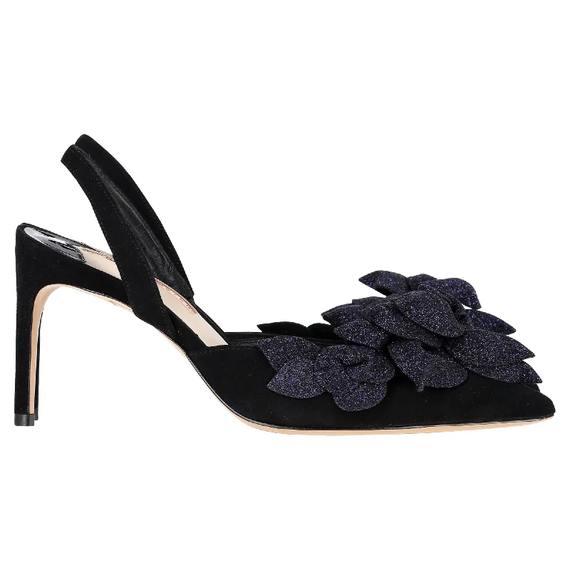 Women's platform stiletto heel pumps with a chunky soleSophia Webster Jumbo Lilico Pumps in Black Suede