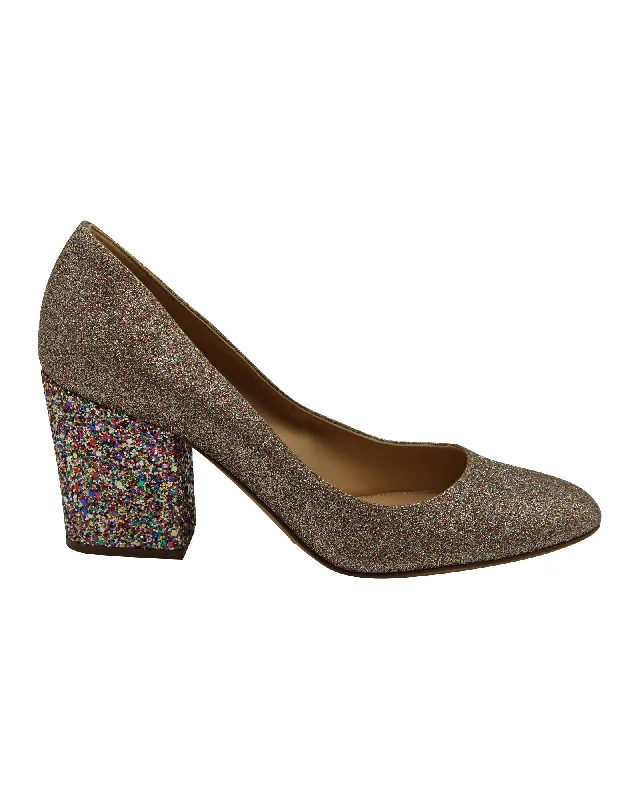 Women's studded stiletto heel pumps for an edgy lookSergio Rossi Glitter Pumps in Multicolor Leather