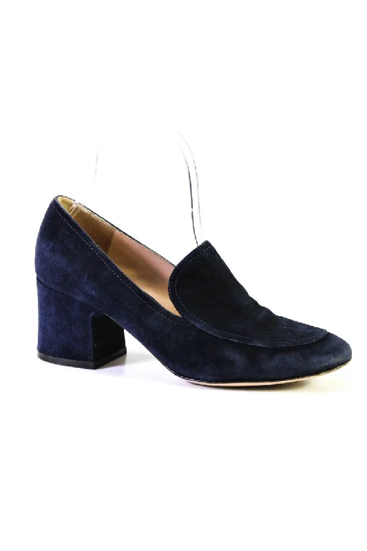 Women's royal blue stiletto heel pumps for a formal eventGianvito Rossi Womens Suede Loafer Pumps Blue