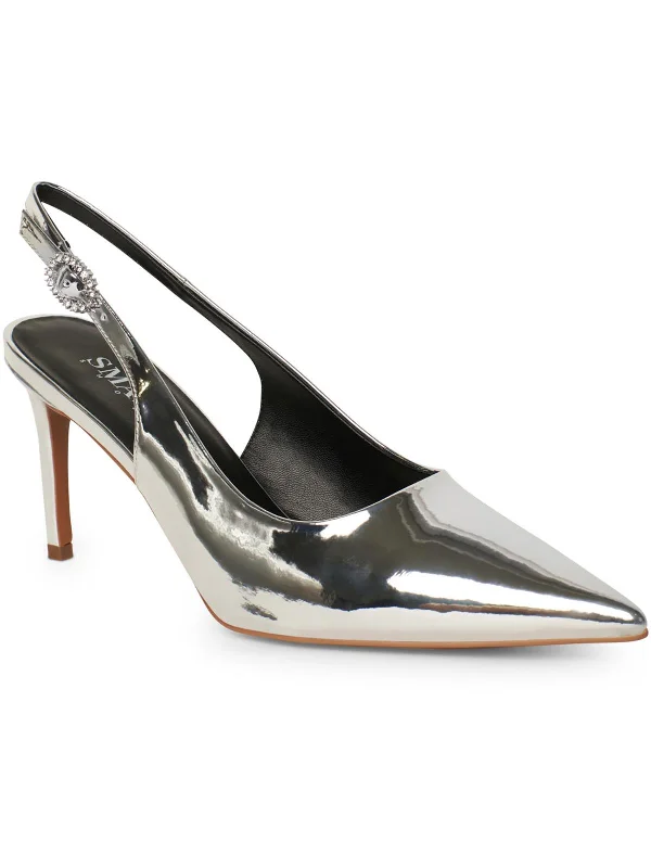 Women's adjustable - strap stiletto heel pumps for a customizable fitDion Womens Metallic Pointed Toe Slingback Heels