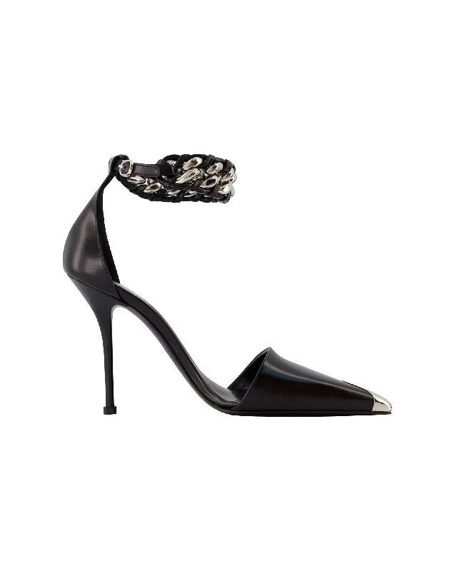 Women's burgundy stiletto heel pumps for a sophisticated appearancePunk Pumps - Alexander Mcqueen - Leather - Black/Silver