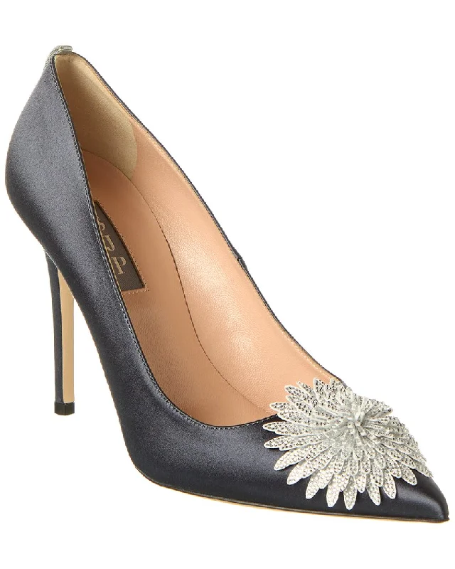 Women's business meeting stiletto heel pumps with a professional lookSJP by Sarah Jessica Parker Sly 100 Satin Pump