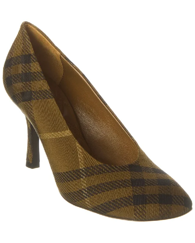 Women's pointed - toe slingback stiletto heel pumps in a peep - toe designBurberry Check Pump