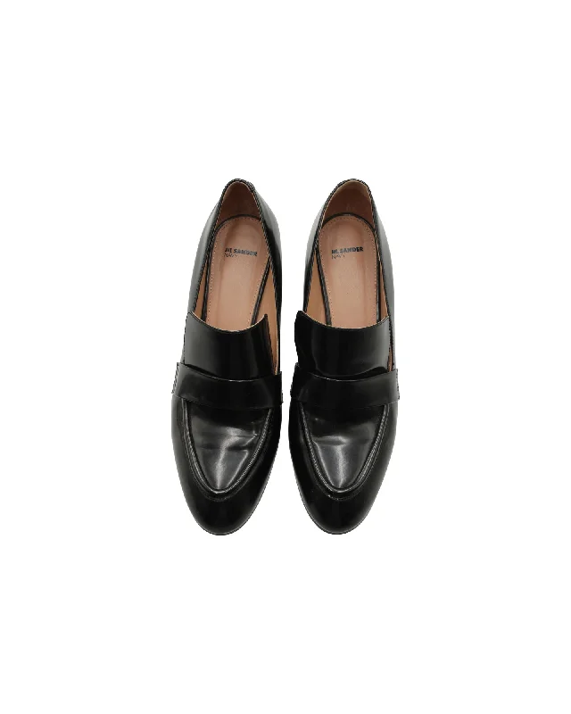 Women's peach stiletto heel pumps for a soft and feminine appealJil Sander Navy Block-Heel Loafers in Black Leather