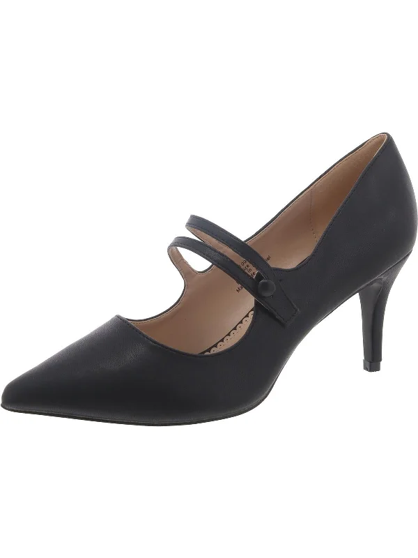 Women's office - appropriate stiletto heel pumps with a low - heel optionWomens Faux Leather Button Pumps