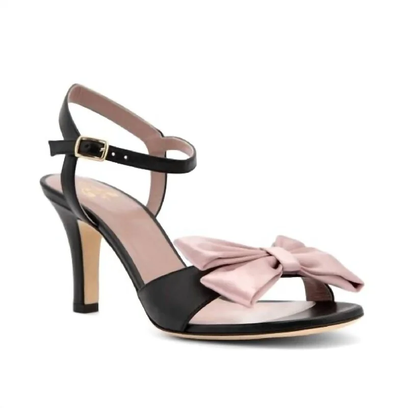 Women's pointed - toe slingback stiletto heel pumps in a peep - toe designWomen's Tassel Bow Sandals In Black/pink