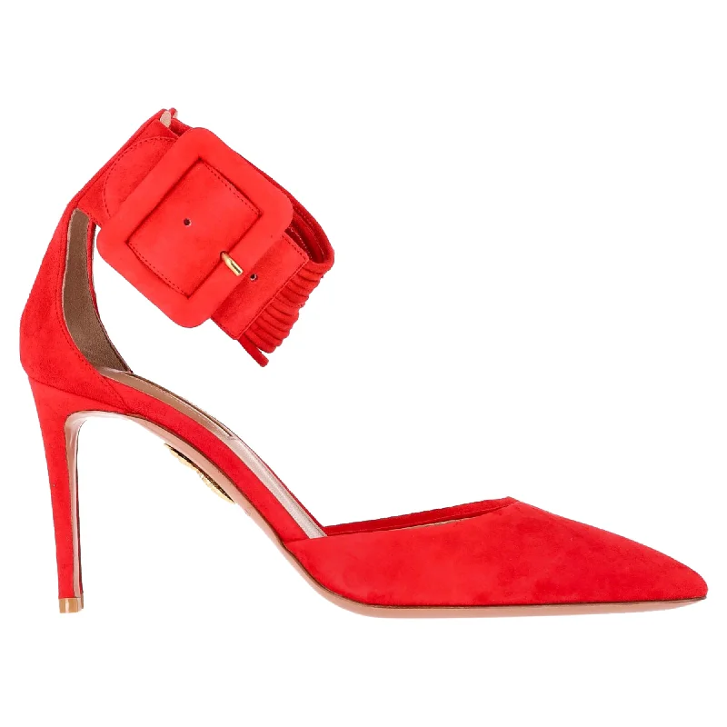 Women's water - resistant stiletto heel pumps for unexpected situationsAquazzura Casablanca Pumps in Red Suede