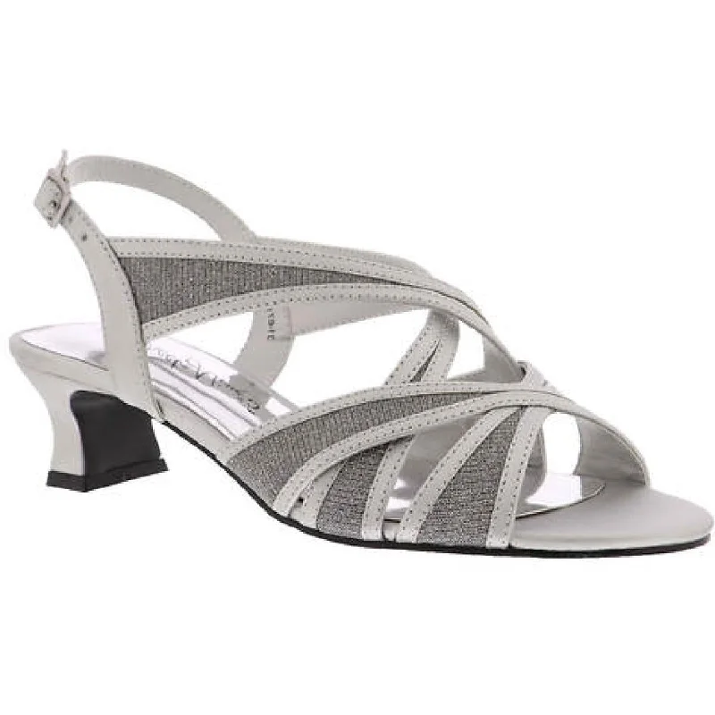 Women's charcoal gray stiletto heel pumps for a neutral yet stylish optionTristen Womens Metallic Ankle Strap Kitten Heels