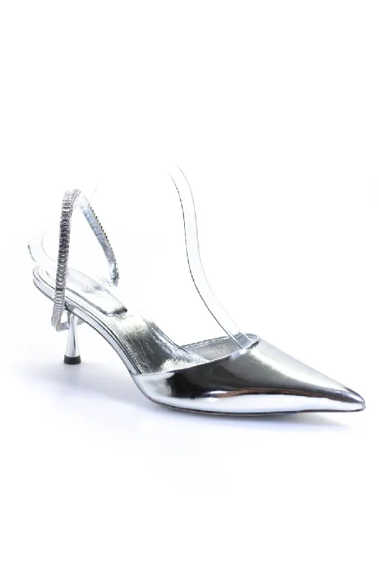 Women's velvet - covered stiletto heel pumps for a luxurious lookSimkhai Silver Crystal Heels