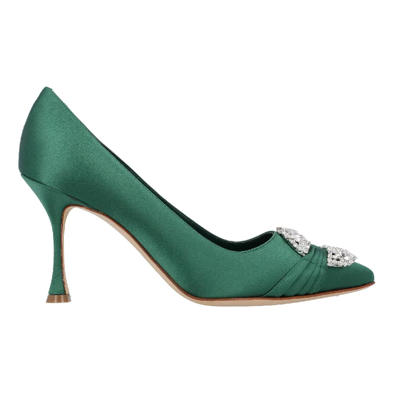 Women's mule - style stiletto heel pumps with a bow accentManolo Blahnik Maidapump 090 Pump Green