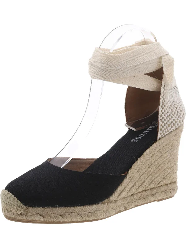 Women's breathable stiletto heel pumps for warm weatherWomens Canvas Espadrille Wedge Heels