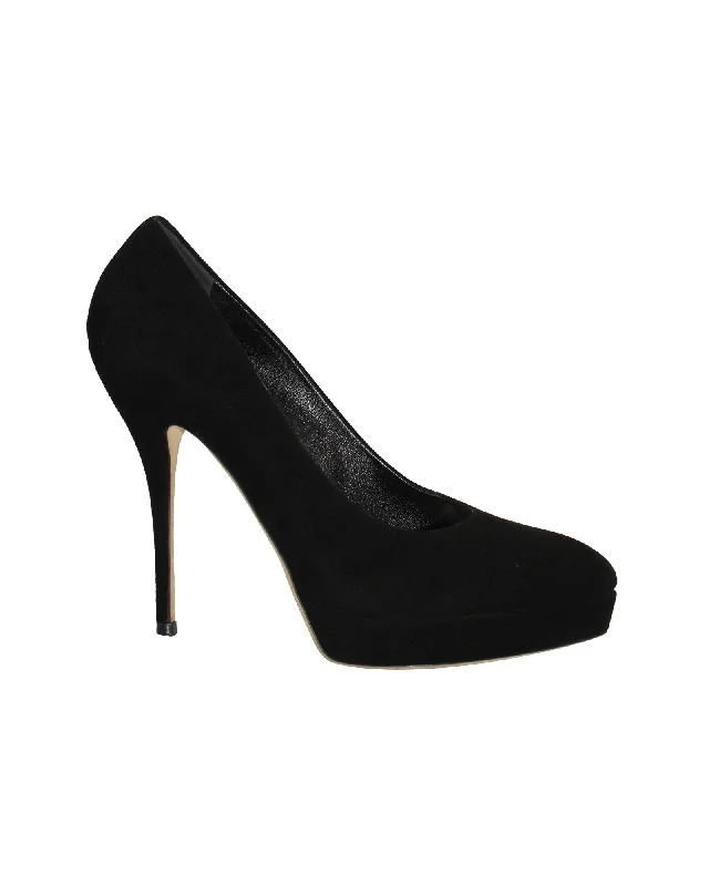 Women's patent leather stiletto heel pumps with a high - shine finishGucci Platform Pumps in Black Suede