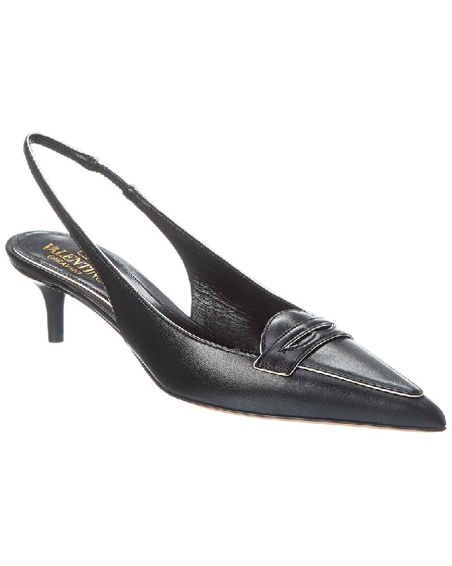 Women's velvet - covered stiletto heel pumps for a luxurious lookValentino 50 Leather Slingback Pump