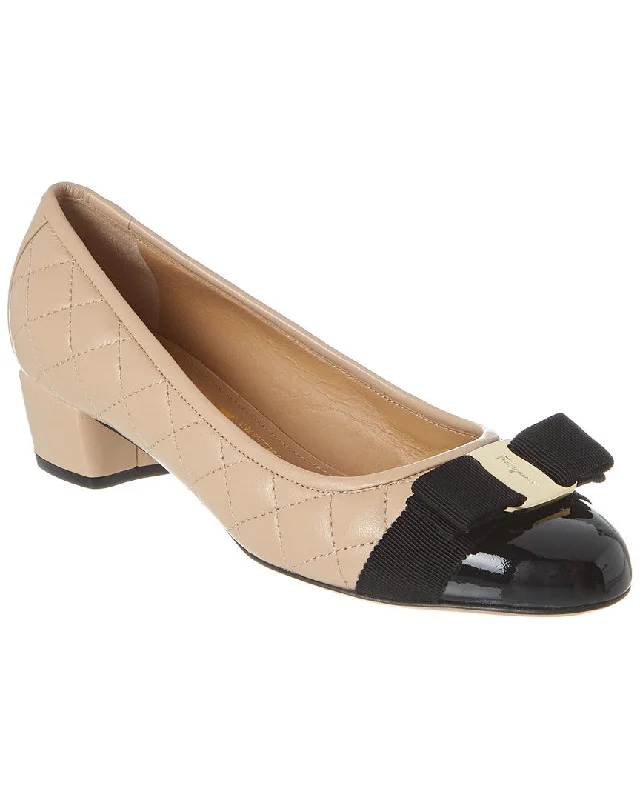 Women's ruffled stiletto heel pumps for a romantic styleFerragamo Vara Quilted Leather Pump