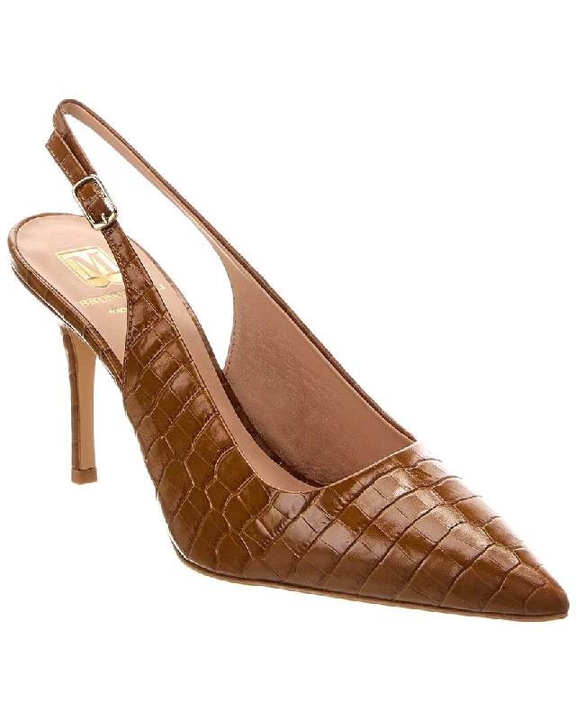 Women's arch - support stiletto heel pumps for better comfortM by Bruno Magli Pamela Croc-Embossed Leather Slingback Pump