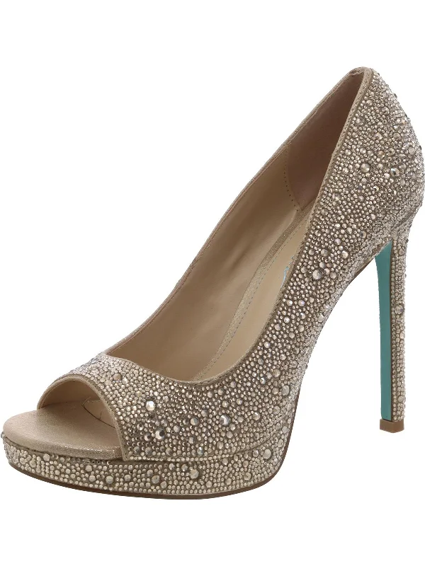 Women's faux suede stiletto heel pumps for a budget - friendly optionDane Womens Rhinestone Peep-Toe Pumps