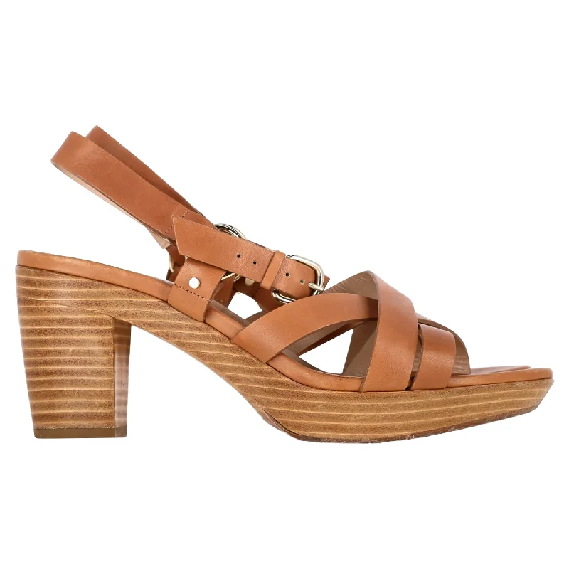 Women's wide - width stiletto heel pumps for a comfortable fitFratelli Rossetti Block Sandal Heels in Brown Leather