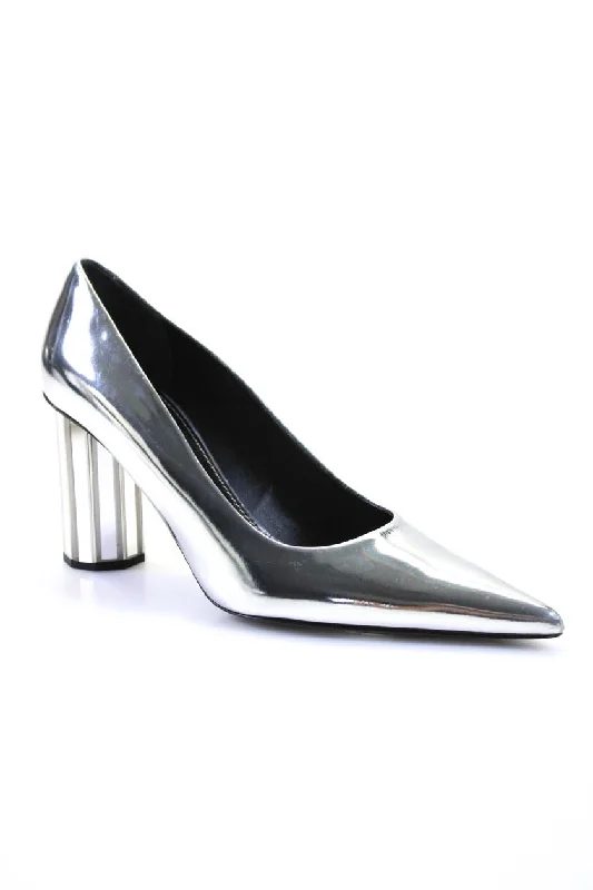 Women's snakeskin - embossed stiletto heel pumps for a bold statementProenza Schouler Silver Mirror Pointed Toe Pumps