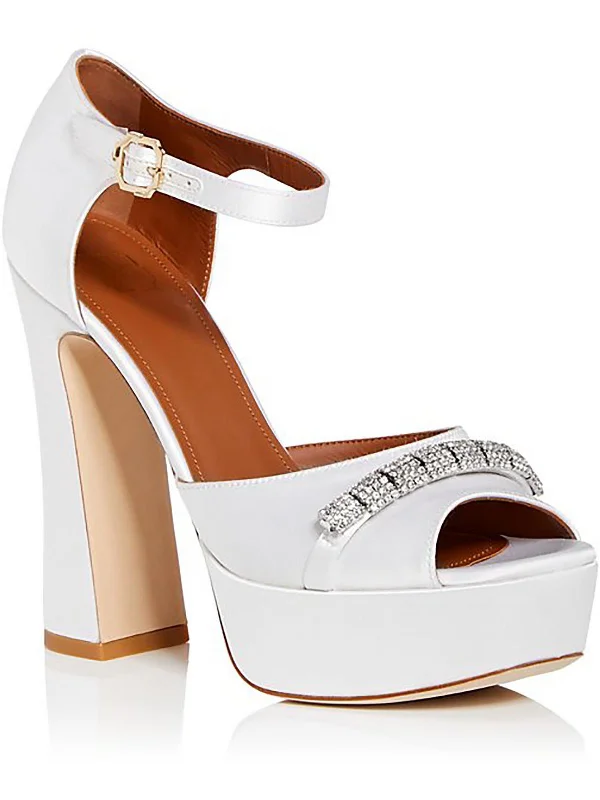 Women's office - appropriate stiletto heel pumps with a low - heel optionWomens Satin Platform Platform Heels