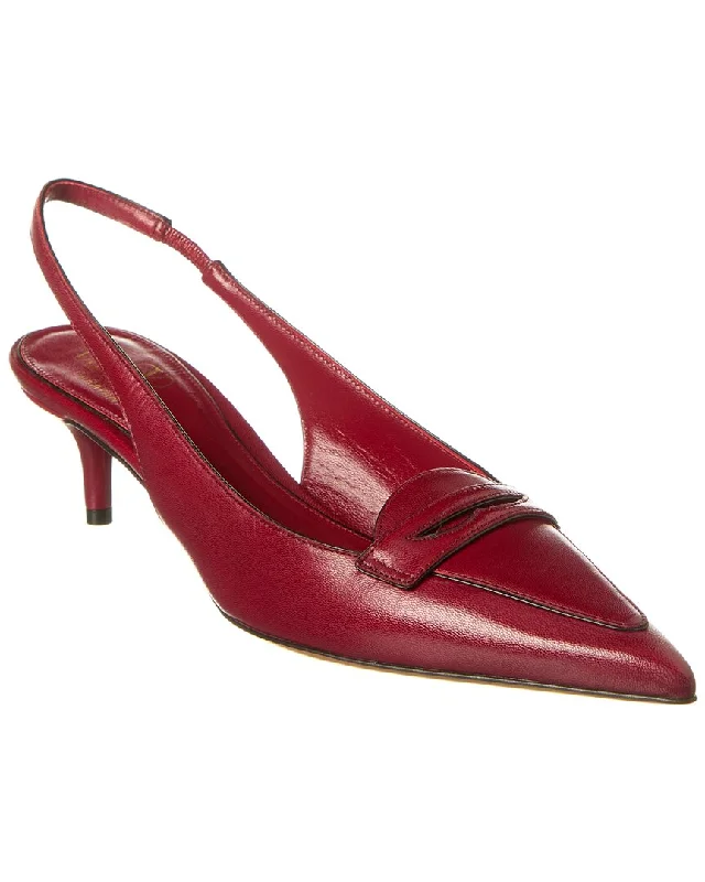 Women's studded stiletto heel pumps for an edgy lookValentino Capretto 50 Bicolor Leather Loafer Slingback Pump