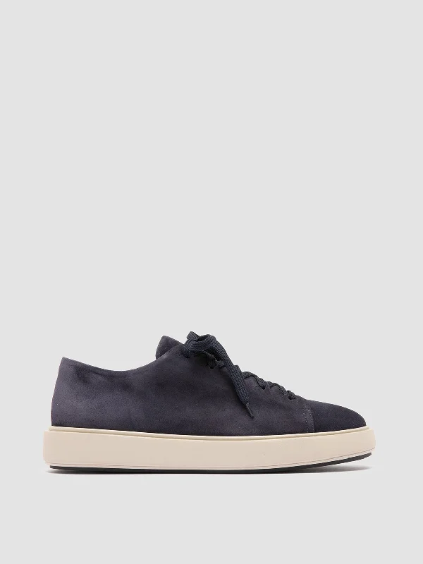 Sustainable Women's Recycled Material Loafers in Gray for Eco - Conscious ShoppersREMASTER 001 - Blue Suede Low Top Sneakers