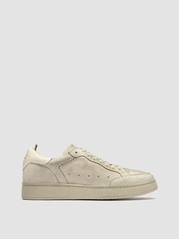 Lightweight Women's Mesh - Paneled Loafers in White for BreathabilityTHE ANSWER 107 - Off White Nubuck Low Top Sneakers