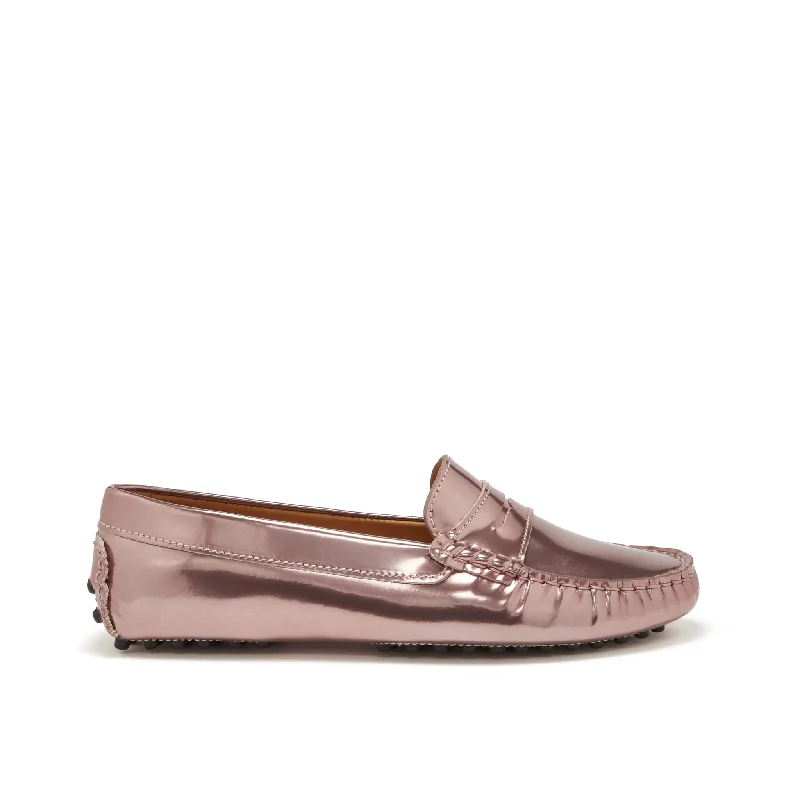 Women's Metallic Foil - Finish Loafers in Gold for a Glamorous Night OutWomen's Penny Driving Loafers, rose gold patent leather