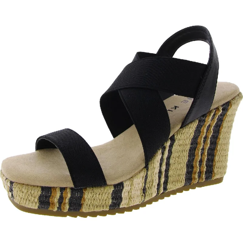 Women's Cork - Soled Espadrille Sandals with a Rope - Trimmed Upper in Navy for a Summer VibeAnne Klein Womens Canvas Platform Wedge Sandals