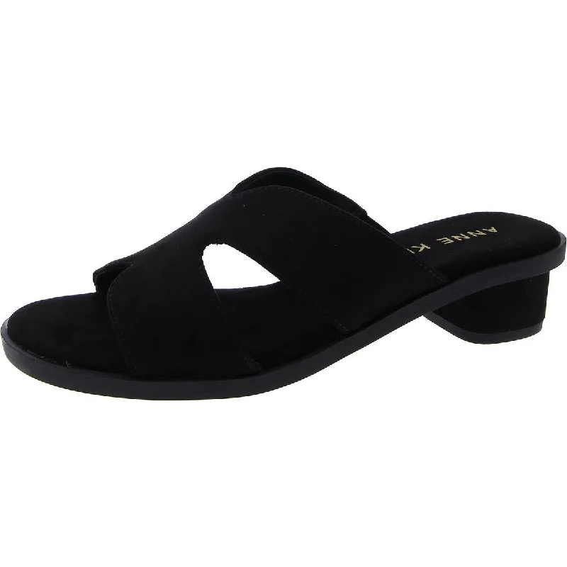 Shock - Absorbing Women's Sandals with a Soft Insole in Black for Active LifestylesAnne Klein Womens Timmy Faux Suede Slip On Slide Sandals