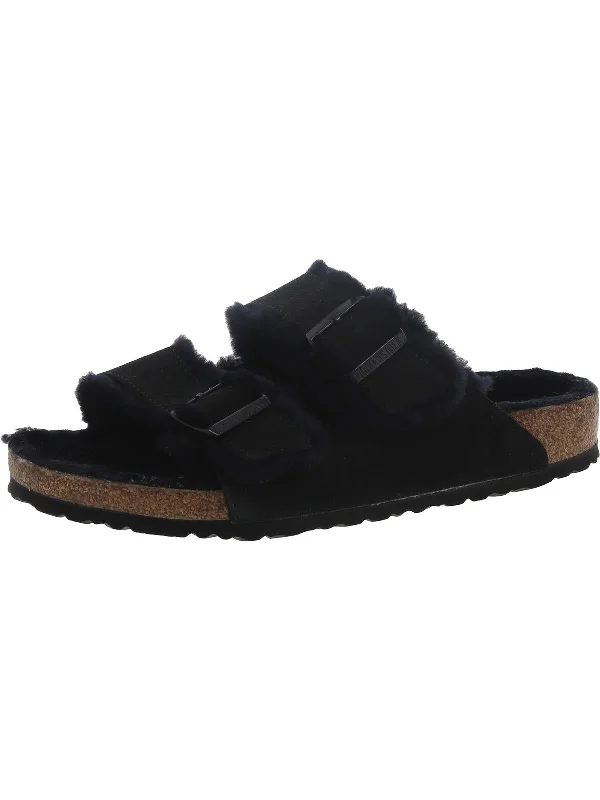 Women's Leather - Strapped Sandals with a Braided Detail in Brown for a Rustic AppealArizona Shearling Womens Suede Slip On Slide Sandals