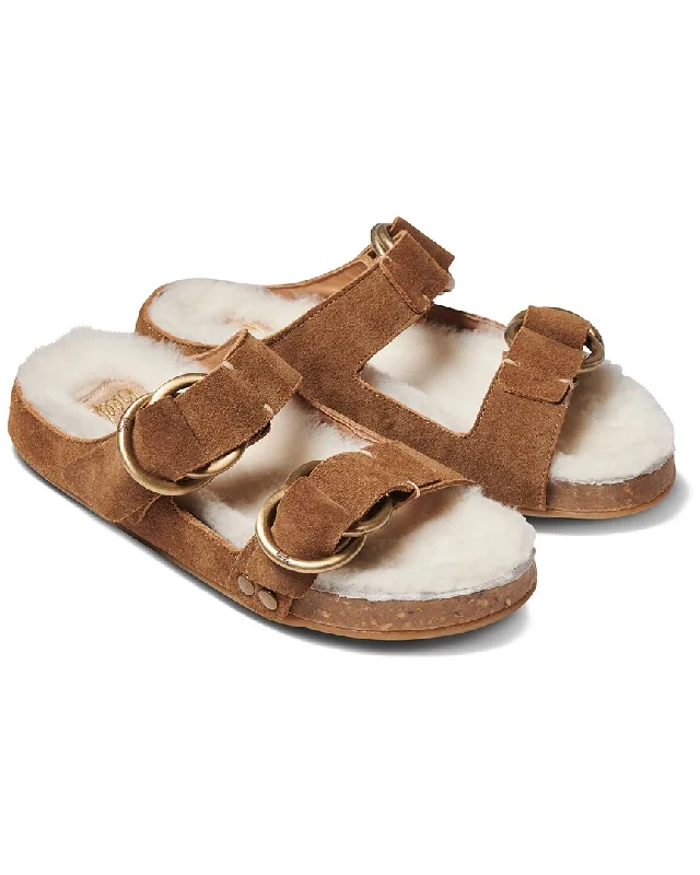 Child - Friendly Women's Sandals with a Secure Buckle in Purple for Moms on the Gobeek Buzzard Shearling Suede Clog