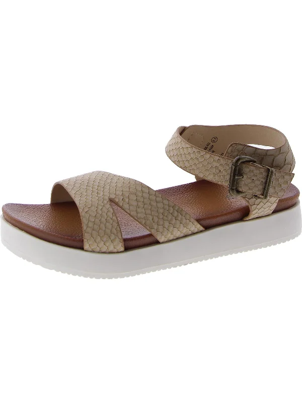 Sustainable Women's Recycled Material Sandals in Beige for Eco - Conscious ShoppersCarmel  Womens Faux Leather Open Toe Ankle Strap