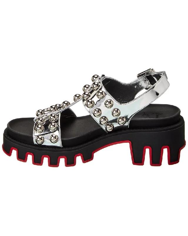 Women's Rhinestone - Embellished Open - Toe Sandals in Silver for a Glamorous Party LookChristian Louboutin Duniclou Leather Sandal