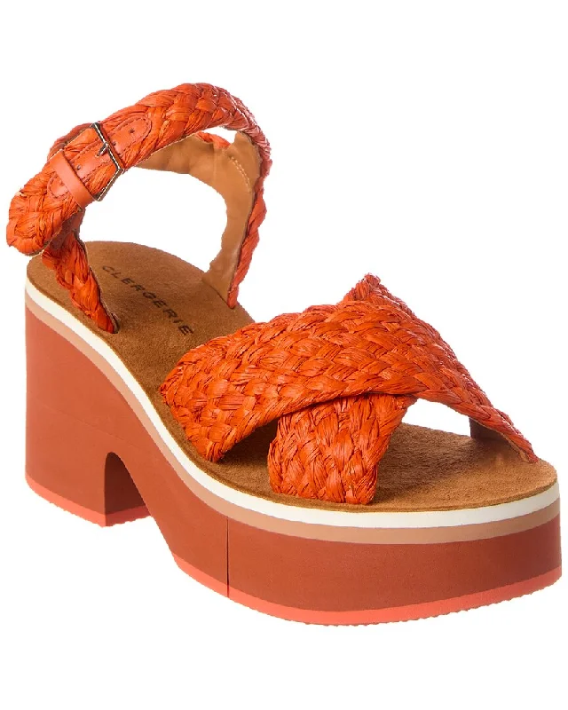 Women's Ankle - Strap Sandals with a Block Heel in Red for a Sophisticated StyleClergerie Chrissy Raffia Platform Sandal