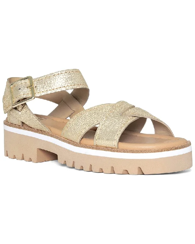 Women's Sandals with a Glitter - Coated Strap in Gold for a Sparkly Summer OutfitDonald Pliner Pyper Leather Sandal