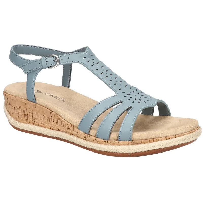 Waterproof Women's Rubber Beach Sandals with Arch Support in Blue for Water ActivitiesEasy Street Womens Dorinda  Wedge Ankle Strap