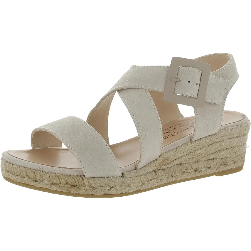 Women's Flat Slide Sandals with a Memory Foam Insole in White for All - Day ComfortEric Michael Womens Lago Suede Espadrille Wedge Sandals