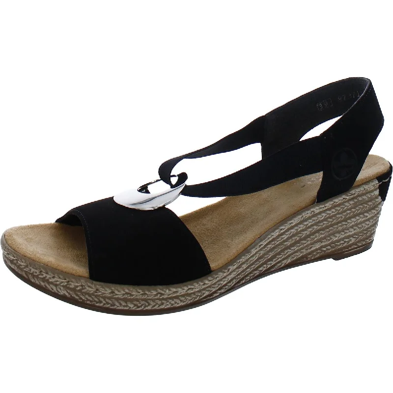 Plus Size Women's Wide - Width Platform Sandals in Black for Added Comfort and HeightFanni Womens Metllic Strappy Espadrilles