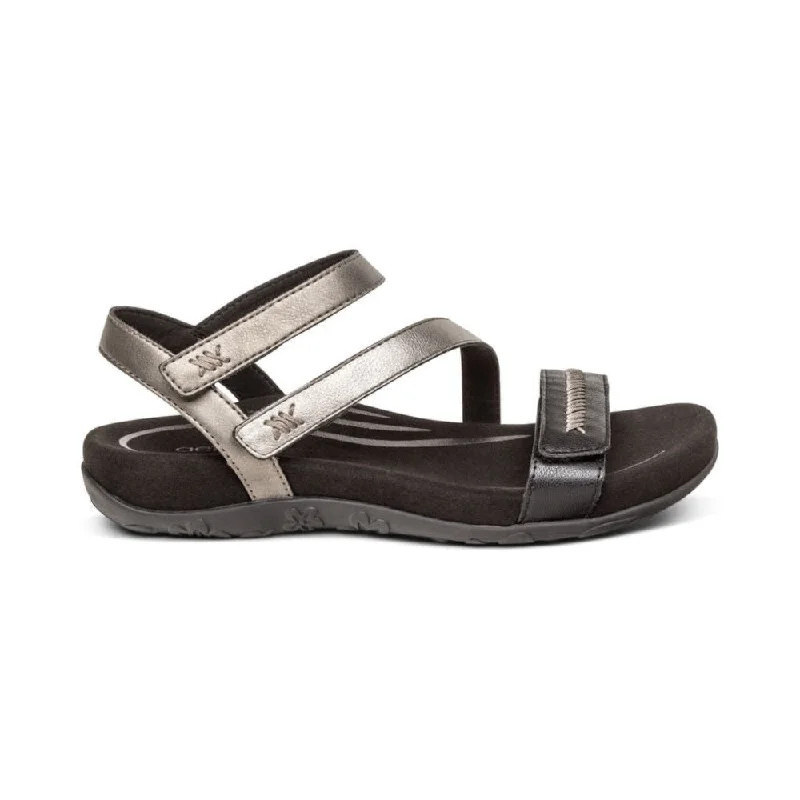 Child - Friendly Women's Sandals with a Secure Buckle in Purple for Moms on the GoAetrex Women's Gabby Adjustable Quarter Strap Sandal Black Multi